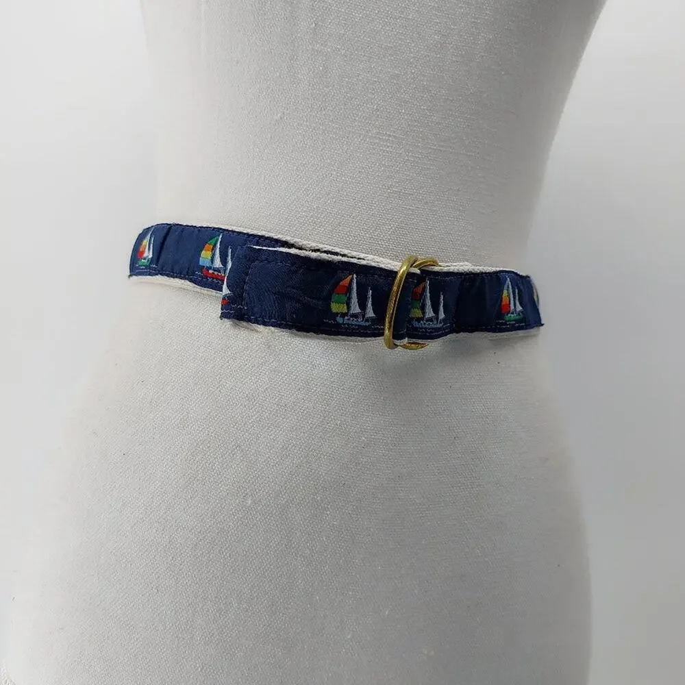Childs Belt Cape Cod Canvas Sail Boat Navy Blue Weaved